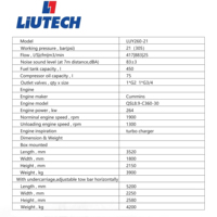 Tianqi Liutech LUY260-21 Compresseur d'air diesel de haute qualité 21 Bar 883 Cfm