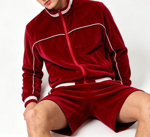 Custom Autumn <strong>Men's</strong> Retro <strong>Velvet</strong> Sportswear Set Plus Size Breathable Lightweight Anti-Bacterial Ribbed Cuffs Streetwear ODM OEM - Product Image 3