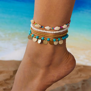 Bracelet de cheville et collier bohème pour femme, nouveau design, coquillages naturels, petites perles de pierre, bijoux de plage, cadeaux pour filles - Product Image 1