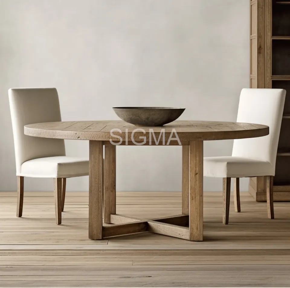 Solid Wood Home Furniture Modern Restaurant Furniture Circle Dining Table Set