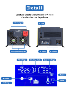 Inversor de Onda Sinusoidal Pura de Baja Frecuencia Toroidal de 1000W 3000W 5000W 6000W, 12V 24V 48V CC a 220V CA, para Baterías SLA / <span class=keywords><strong>AGM</strong></span> / GEL - Product Image 4