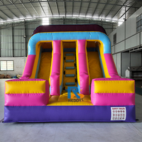 Structure de jeu gonflable commerciale à glissière sèche, colorée, en bâche PVC 0,55 mm, facile à installer pour parcs et événements extérieurs