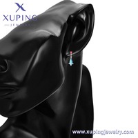 XUPING 18K Pendientes Largos de Diseño en Forma de Lágrima, Pendientes Glamurosos para Banquetes, Bodas, Fiestas Nocturnas