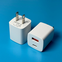 Mini chargeur mural double port 38W PD 20W + QC3.0 18W, adaptateur de charge rapide, chargeur USB de type C portable pour iPhone Android
