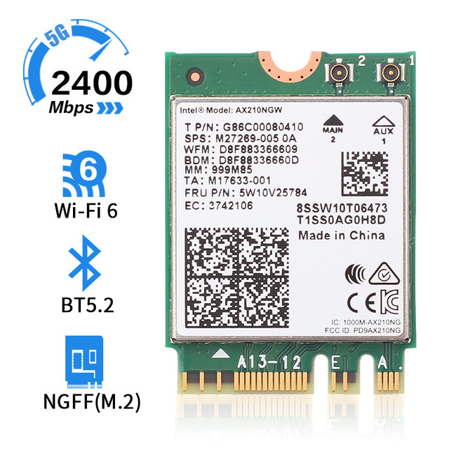 Tri-band  AX210NGW BT5.2  NGFF M.2 Wireless Card Wifi 6E  2.4Ghz/5G/6G 802.11ax WIFI Network Card