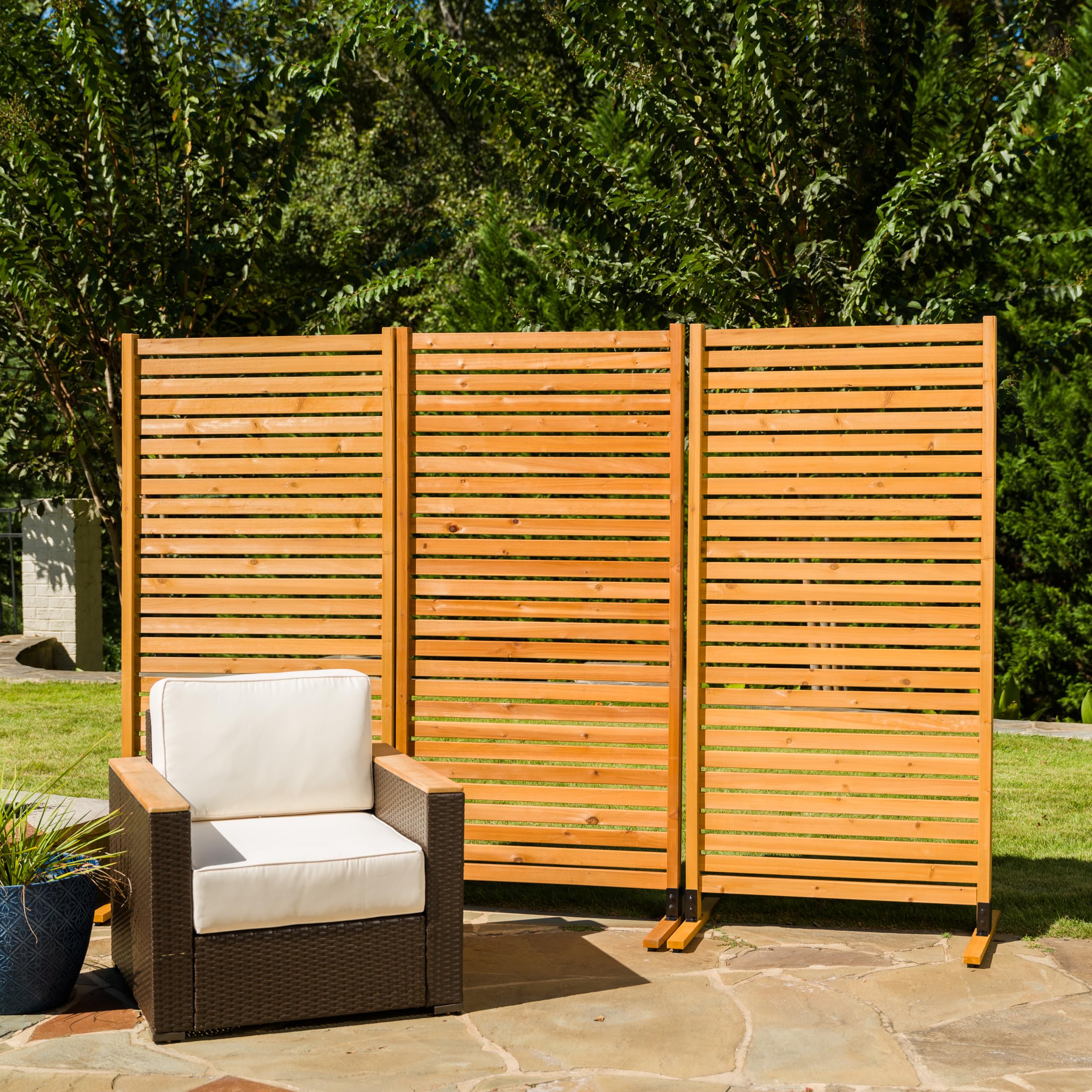 73.5in H x 36in W (1 Slatted Freestanding Panel)