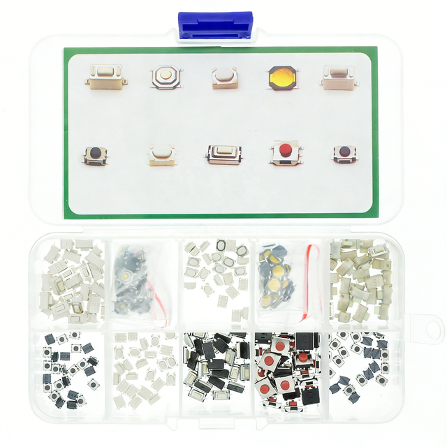 250PCS 10 Types Tactile Push Button Touch Switch Remote Keys Button Kit Microswitch 10Value Car Remote Switches