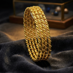Wholesale Fashion Flower <b>Bangles</b> 14K18K24K <b>Gold</b> Plated Turkish Twist Set 4 Pcs Brass Custom South Asian Bridal <b>Bangles</b> - Product Image 3