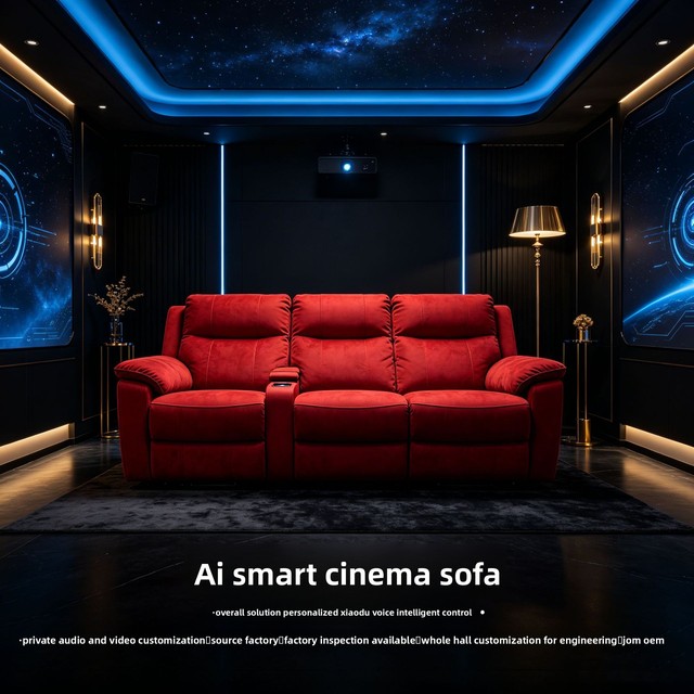 AI-powered Smart Home Theater Sofa Genuine Leather Modern Minimalist Electric Multi-Function Customizable Villa Audiovisual Room