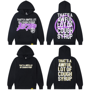 Felpa con Cappuccio <span class=keywords><strong>da</strong></span> <span class=keywords><strong>Uomo</strong></span> di Alta Qualità, Stile Casual Sportivo, Streetwear Americano, con Stampa 'THAT'S a AWFUL LOT of COUGH SYRUP' - Product Image 1