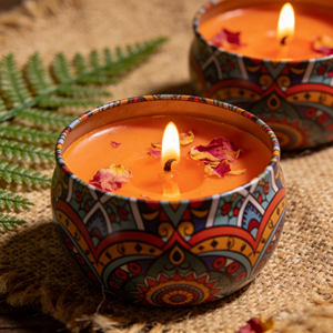 Style Soy Wax <b>Candles</b> With Floral Petals Metal Jar Aromatherapy Home Decoration Round Shape Scented 40-60 Hours Burn Time - Product Image 2