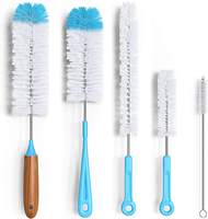 5 pièces Turbo microfibre bouteille brosse nettoyant ensemble biberons bouteilles d'eau pailles gobelets longues brosses de nettoyage