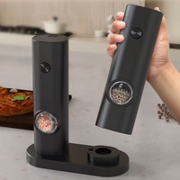 Ensemble de moulin à sel et à poivre électrique alimenté par batterie avec lumière LED Moulin en céramique avec grosseur réglable pour sel/poivre