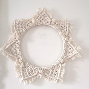 Caliente Amazon personalizado algodón bohemio hecho a mano hogar Decoración Macrame colgante de pared espejo - Product Image 3