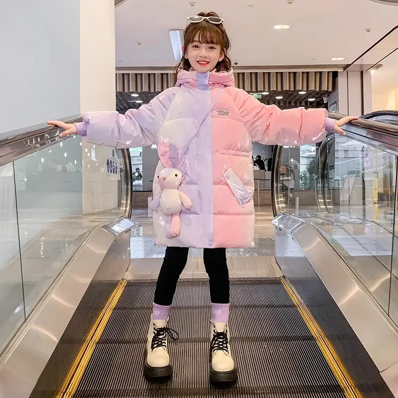 8 세 이상의 새로운 디자인 소녀 코트 어린이 겨울 방수 아웃웨어 재킷 소녀 따뜻한 후드 코트
