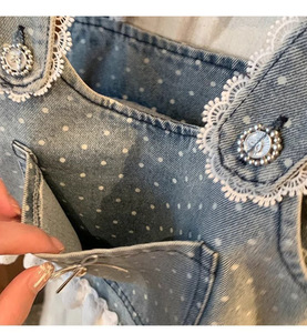 Abbigliamento per Bambine, <span class=keywords><strong>Completo</strong></span> in Denim Stampato Traspirante Estivo, Set Due Pezzi Casual Dolce Stile Coreano - Product Image 5