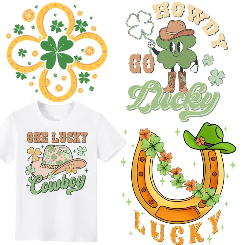 St. Patrick'S Day Dtf Wärme übertragungs aufkleber für T-Shirts Kleidungs stücke Lucky Dtf Transfer Vinyl Design Cowboy für Kleidungs stücke