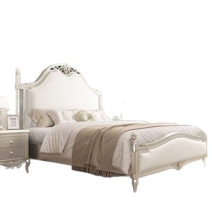 Cama de Madera Maciza Estilo Francés de 1.8M, Tamaño King, con Almacenamiento, para Recámara Principal, Color Crema, Diseño Europeo - Product Image 5