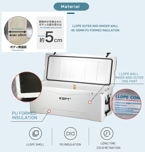 Nevera Portátil Aislada de 190QT con Ruedas y Asa, Material PE, para Campamento, Pesca en el Mar - Product Image 2