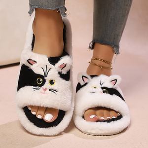 Sandalias de Mujer al por Mayor, Lindas, de Dibujos Animados, de Felpa con Pelo de <span class=keywords><strong>Gato</strong></span>, Punta Redonda, para Invierno, Interior/Exterior, Cómodas, Antideslizantes, a la Moda - Product Image 4
