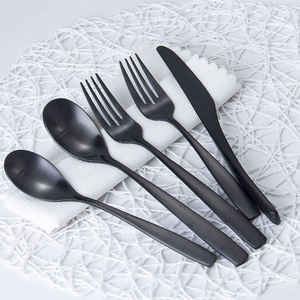 Soporte Vajilla con logotipo personalizado Cubiertos Besteck Set Tenedor Cuchara Cuchillo Cubiertos para restaurantes Negro - Product Image 1