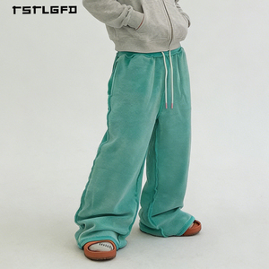 Pantalones de Marca de Fabricante OEM, Estilo Vintage, Lavado Ácido, Corte Recto, Holgados, Casuales, 100% Algodón Twill, Ecológicos, Transpirables, Cintura Media, Tejido Grueso - Product Image 1