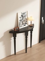 Table console noire courbée en forme de demi-lune, table d'entrée moderne étroite pour couloir, salon, entrée