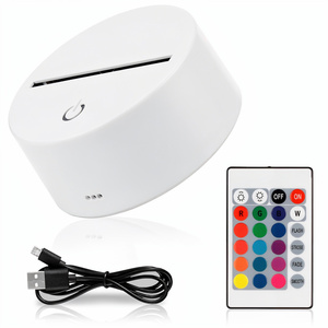 Base de Luz Nocturna de Madera <span class=keywords><strong>con</strong></span> Ilusión de 16 Colores, Funciona <span class=keywords><strong>con</strong></span> Batería o USB, <span class=keywords><strong>con</strong></span> Control Remoto, Lámpara LED 3D, Bases para Acrílico - Product Image 3