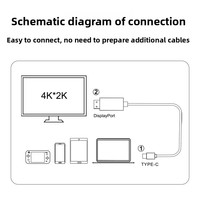 Adaptateur Type-C vers HDTV 4K 60Hz, câble USB-C vers HD à noyau en cuivre pour ordinateur portable, téléphone portable, tablette vers TV, projecteur, moniteur