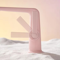 Robinet de lavabo intelligent chaud et froid de luxe en laiton de conception européenne de couleur rose, mitigeur de lavabo de salle de bain