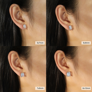 RINNTIN LZE56 Classic 1ct/2ct/3ct/4ct <strong>Emerald</strong> Cut Diamond S925 Sterling Silver 8A Cubic Zirconia <strong>Stud</strong> <strong>Earrings</strong> for Women Men - Product Image 2