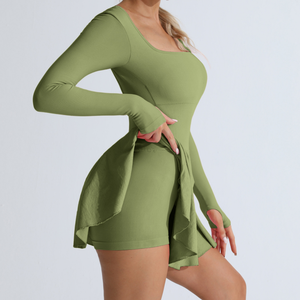 Combinaison de yoga respirante personnalisée, vêtements de sport de fitness, vêtements de gym, manches longues, une pièce, entraînement, femme, classique, vintage, rétro, jersey - Product Image 6