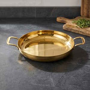 Sartén para Paella de Mariscos de Acero Inoxidable Ecológica Moderna Directa de Fábrica, Dorada Antiadherente con Patrón Personalizado, Bandeja para Servir Comida - Product Image 3