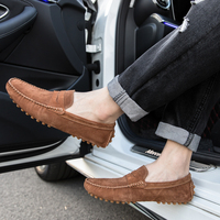 Mocassins pour hommes, chaussures de conduite, Penny Loafer, en similicuir suédé et nubuck, à enfiler, à talon plat, faits main