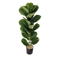 Tanaman Pohon Fiddle-Leaf Fig Buatan dari Sutra Buatan - Rangkaian Pot Tanaman Berdiri di Lantai - Tinggi 30-100cm - Dekorasi Rumah