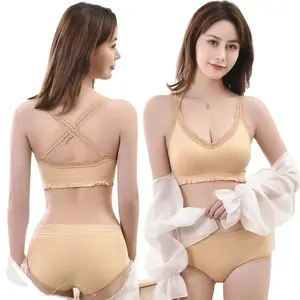 Nuevo Sexy ropa interior volante ajuste conjunto de ropa interior de encaje sujetador sin costuras de mujeres traje de rayas sujetador y bragas conjuntos