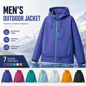 Custom Promotional Outdoor <b>Jacket</b> Waterproof Hooded Windbreaker With Logo Printing For Corporate Gifts And Event Apparel - Product Image 1
