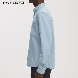 Camisas de Franela Personalizadas de Lujo para Hombre, Estilo Casual Vintage, Diseño de Manga Larga con Botones, Color Azul, para Venta al por Mayor, Patrón a Cuadros - Product Image 4