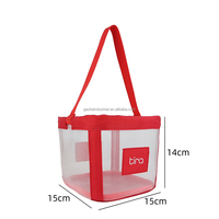 Panier de courses à petite poignée en maille de polyester et nylon rouge à motif lettres pour pharmacie, institut de beauté, magasin de vêtements