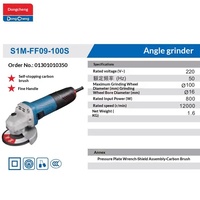 Meuleuse d'angle Dongcheng S1M-FF09-100S transfrontalière à ouverture latérale, petite poignée fine, moteur brossé, alimentation secteur, pour le meulage