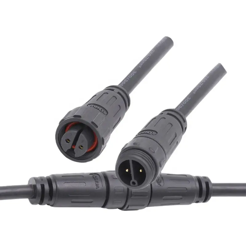 AOHUA OEM Ip67 Ip68 UL Male Female Plastic Power 2 Pin Electric Plug Waterproof Led Cable Connector For Lighting Solutions