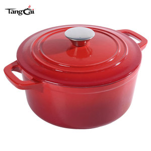 <span class=keywords><strong>Cocotte</strong></span> <span class=keywords><strong>en</strong></span> <span class=keywords><strong>fonte</strong></span> robuste de 24 cm avec couvercle rouge et doubles poignées, pot à ragoût émaillé compatible avec toutes les cuisinières - Product Image 2