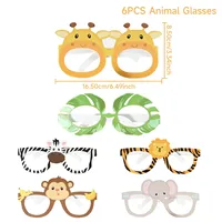 Jungle Safari Dinosaure Fête Décor Papier Lunettes Bandeau Singe Éléphant Vache Photo Props Enfants Fête D'anniversaire Faveurs Jouets