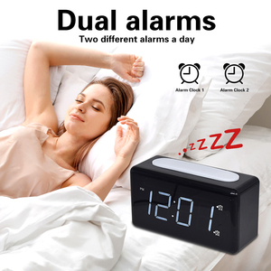 Réveil vibrant pour la sieste, avec miroir LED carré, pour chevet, bureau d'étudiant, cuisine, bureau, salon, avec calendrier et fonction de réglage de l'heure - Product Image 2