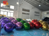 Ballon de miroir de sphère flottante colorée Offres Spéciales lisse Disco boule de miroir gonflable brillante ballon de miroir de noël