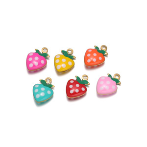 Colgante de acero inoxidable con forma de corazón de melocotón y fresa, colgante de doble cara con efecto goteo, accesorios DIY para collares y pendientes, venta al por mayor - Product Image 3