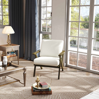Fauteuil inclinable moderne en bois massif avec revêtement en tissu blanc pour salon