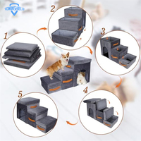 Marchepieds pour chien pour canapé, marchepieds pour animaux avec boîte de rangement, rampe antidérapante pour animaux avec niche pour chien, grande échelle pour chien pour lit, canapé, sofa