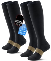 Chaussettes de compression noires mi-hautes respirantes en polyamide pour la course, les voyages, les infirmières, le bureau, confort toute la journée