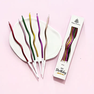 BI03 gros coloré courbe fil <span class=keywords><strong>gâteau</strong></span> fête <span class=keywords><strong>anniversaire</strong></span> spirale torsion bougies 6 pièces/boîte souhaitant bougie - Product Image 2